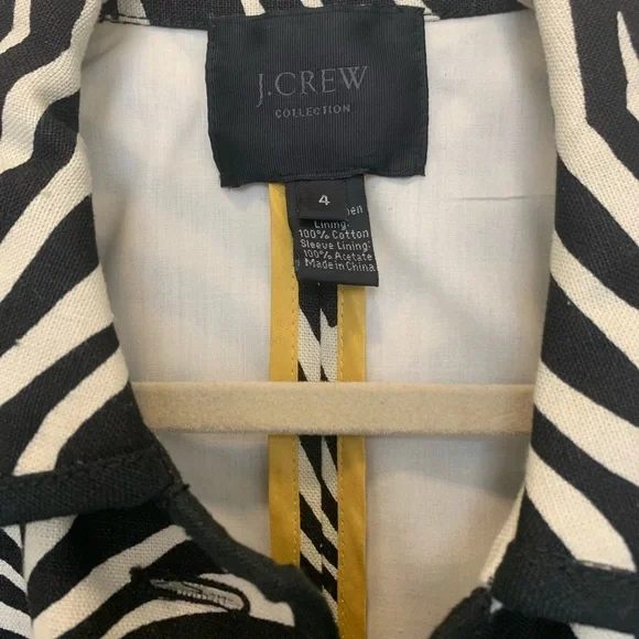 NWOT💓*SUPER CUTE* JCREW WOMEN’S ZEBRA BLAZER BUTTON COLLARED JACKET-BLACK/CREAM - Picture 9 of 9